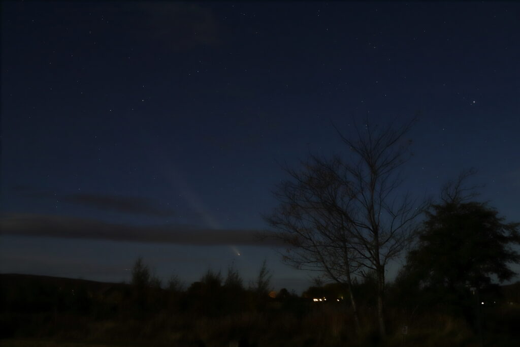 Comet Tsuchinshan seen from the Field of Hope, Tomintoul.